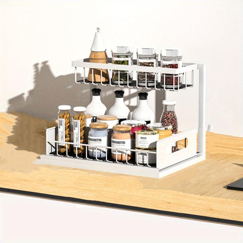 2 Tier Under Sink Cabinet Organizer with Sliding Drawer