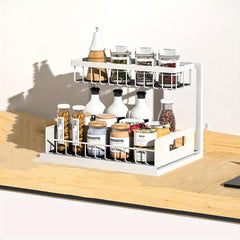 2 Tier Under Sink Cabinet Organizer with Sliding Drawer