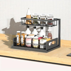 2 Tier Under Sink Cabinet Organizer with Sliding Drawer