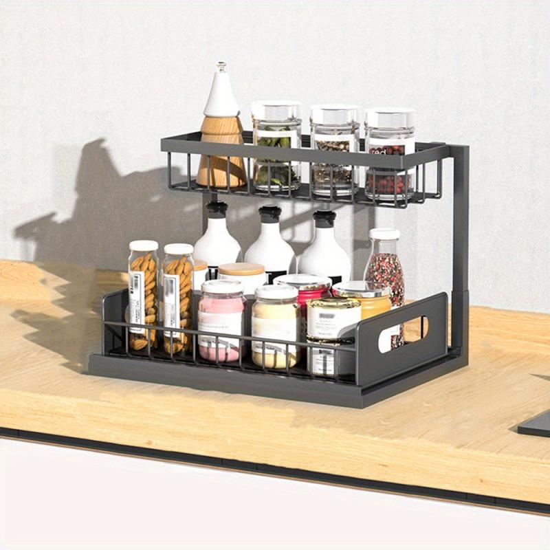 2 Tier Under Sink Cabinet Organizer with Sliding Drawer