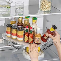 Clear Rectangular Fridge Lazy Susan Organizer