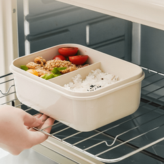 Rectangle Lunch Box 3 Grids Bento Box Microwave Safe Food Storage Container