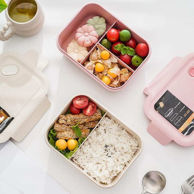 Rectangle Lunch Box 3 Grids Bento Box Microwave Safe Food Storage Container
