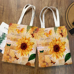 Sunflower Series Printed Eco Friendly Shopping Tote Bag