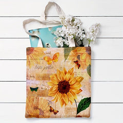 Sunflower Series Printed Eco Friendly Shopping Tote Bag