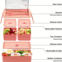 Adult Leakproof 3-Stackable Lunch Box with Cutlery, Bento Box