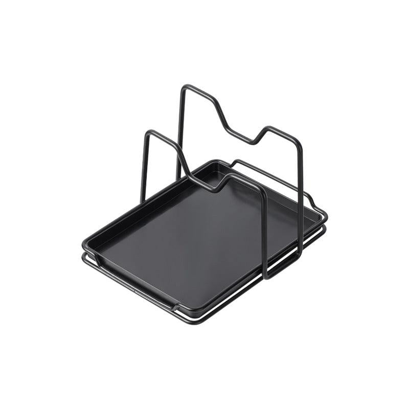 Pot Lid Holder Organizer Spoon Rest Countertop Storage Rack with Drip Tray