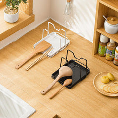 Pot Lid Holder Organizer Spoon Rest Countertop Storage Rack with Drip Tray