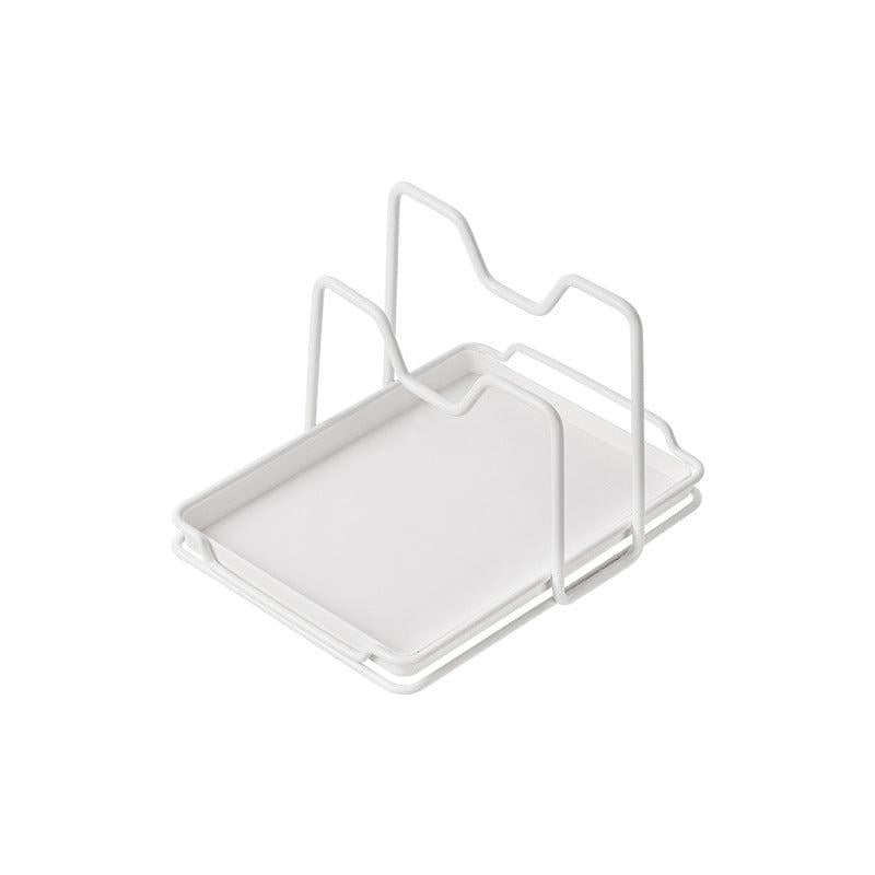 Pot Lid Holder Organizer Spoon Rest Countertop Storage Rack with Drip Tray