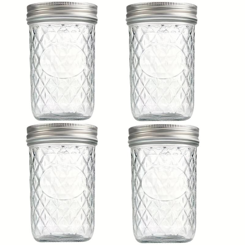 4pcs 16oz Wide Mouth Mason Jars Sealed Beverage Bottles for Fresh Keeping Box