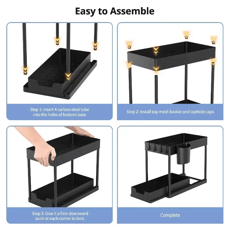 2 Tier Spice Organizer & Drawer Basket Under Sink Organizer