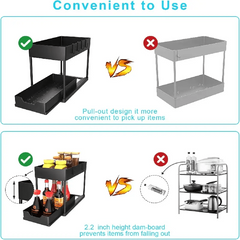 2 Tier Spice Organizer & Drawer Basket Under Sink Organizer