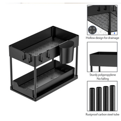 2 Tier Spice Organizer & Drawer Basket Under Sink Organizer