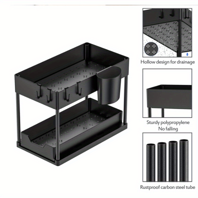 2 Tier Spice Organizer & Drawer Basket Under Sink Organizer