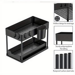 2 Tier Spice Organizer & Drawer Basket Under Sink Organizer