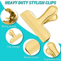 2pcs Stainless Steel Golden Bag Clips Large Clips For Snack Food Wraps