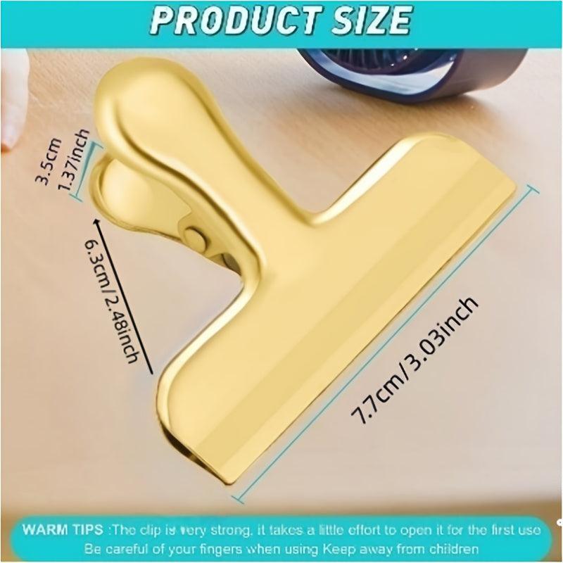 2pcs Stainless Steel Golden Bag Clips Large Clips For Snack Food Wraps