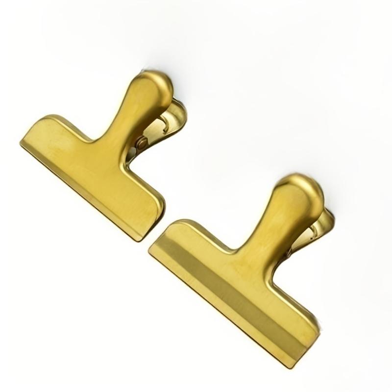 2pcs Stainless Steel Golden Bag Clips Large Clips For Snack Food Wraps