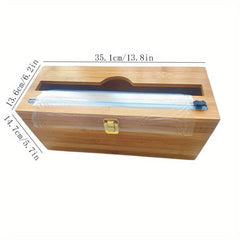 Bamboo Wall Mounted Sealed Bag Storage Box with Cutter