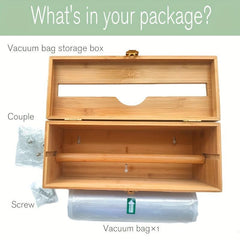 Bamboo Wall Mounted Sealed Bag Storage Box with Cutter