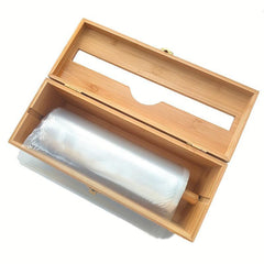 Bamboo Wall Mounted Sealed Bag Storage Box with Cutter