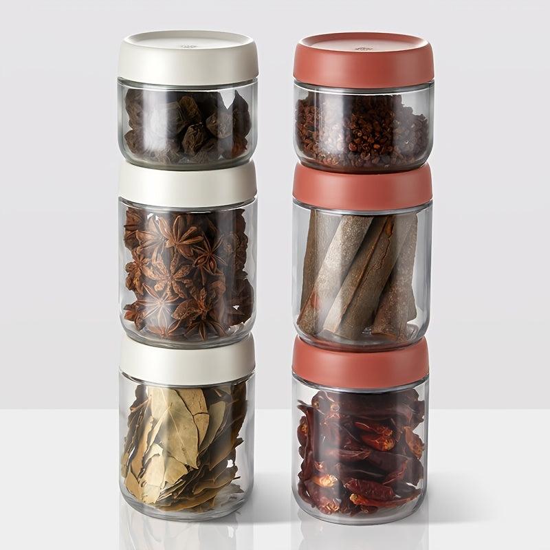 2PCS Glass Airtight Jars With Lids Spice Storage Jar Seasoning Bottle