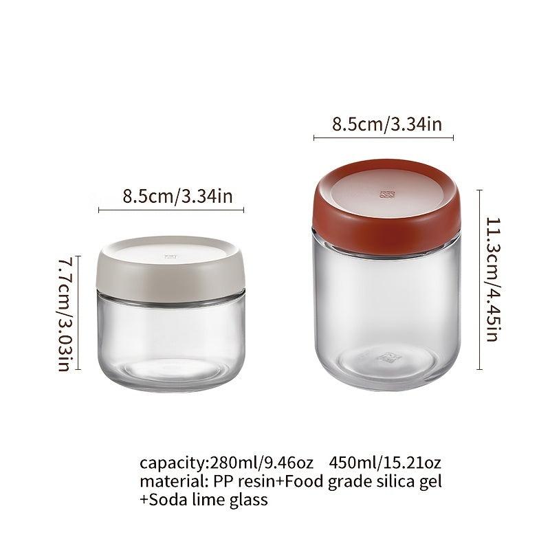 2PCS Glass Airtight Jars With Lids Spice Storage Jar Seasoning Bottle