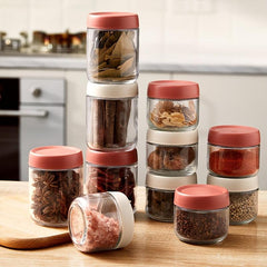 2PCS Glass Airtight Jars With Lids Spice Storage Jar Seasoning Bottle
