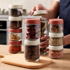 2PCS Glass Airtight Jars With Lids Spice Storage Jar Seasoning Bottle
