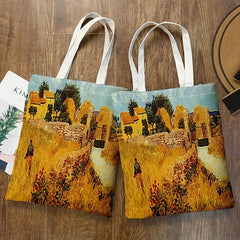 World Famous Painting Tote Bag Canvas Shoulder Lightweight Shopping Bag