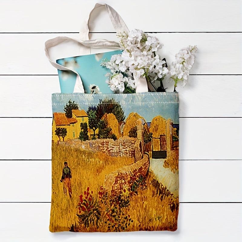 World Famous Painting Tote Bag Canvas Shoulder Lightweight Shopping Bag