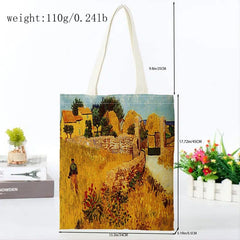 World Famous Painting Tote Bag Canvas Shoulder Lightweight Shopping Bag
