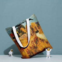 World Famous Painting Tote Bag Canvas Shoulder Lightweight Shopping Bag
