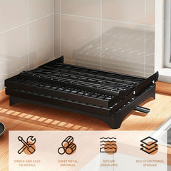 2 Tier Dish Drying Rack with Glass Holder & Utensil Holder