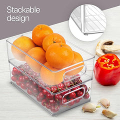 4pcs Stackable Food Storage Boxes Refrigerator Organizer With Handle