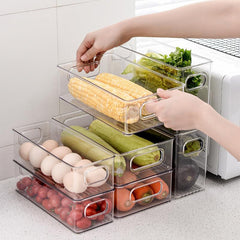 4pcs Stackable Food Storage Boxes Refrigerator Organizer With Handle