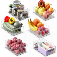 4pcs Stackable Food Storage Boxes Refrigerator Organizer With Handle