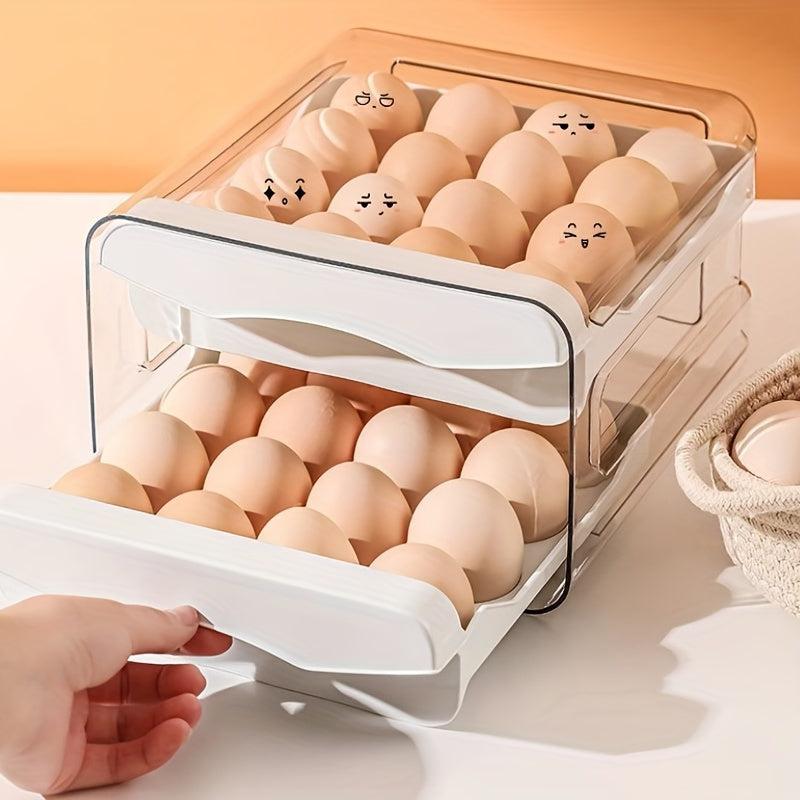 32 Grids Transparent Egg Storage Box Double Layer Fresh Keeping Tray