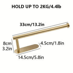Golden Stainless Steel Kitchen Paper Roll Holder Towel Rack Storage