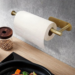 Golden Stainless Steel Kitchen Paper Roll Holder Towel Rack Storage