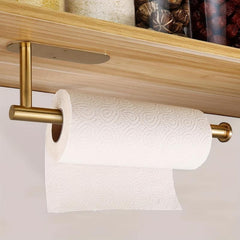 Golden Stainless Steel Kitchen Paper Roll Holder Towel Rack Storage