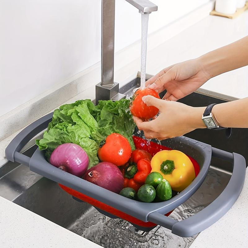 1pc Foldable Telescopic Drainer Colander Basket