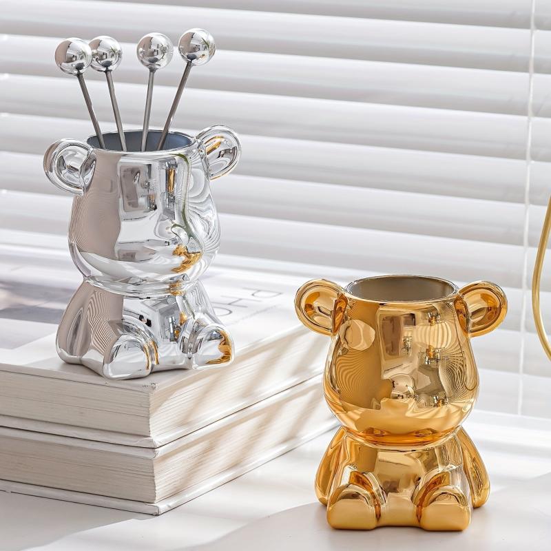 Bear Shaped Storage Jar for Stylish Cutlery Organization
