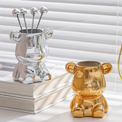 Bear Shaped Storage Jar for Stylish Cutlery Organization