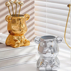 Bear Shaped Storage Jar for Stylish Cutlery Organization