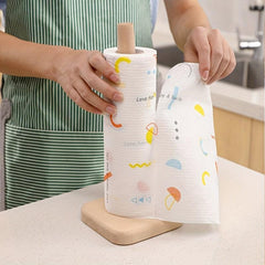 Wooden Paper Towel Holder Stand - Kitchen & Bathroom Organizer