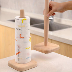 Wooden Paper Towel Holder Stand - Kitchen & Bathroom Organizer