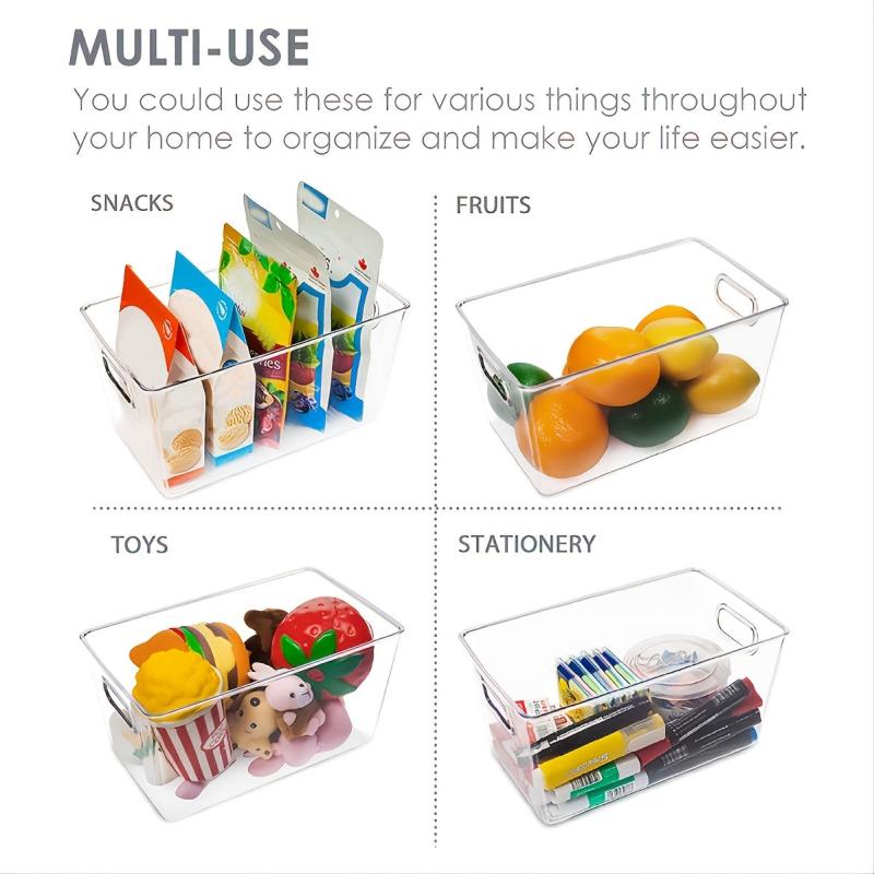 3Pcs Plastic Storage Bins With Handles BPA Desktop Cosmetics Finishing Basket
