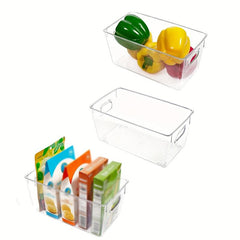 3Pcs Plastic Storage Bins With Handles BPA Desktop Cosmetics Finishing Basket