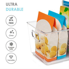 3Pcs Plastic Storage Bins With Handles BPA Desktop Cosmetics Finishing Basket